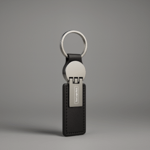 Classic Black Leather Keychain