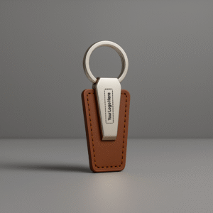 Brown Leather & Metal Fusion Keychain
