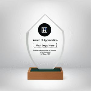 Glass & Acrylic Shield with Wooden Base