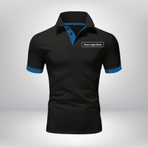 Solid Polo Shirt with Blue Collar