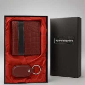 Leather Wallet & Keychain Gift Set