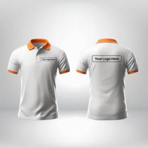 White Polo with Orange Collar