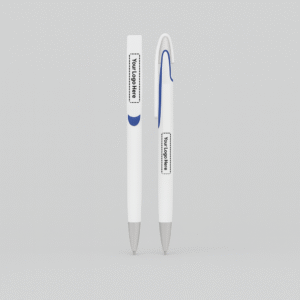White Corporate Pen with Blue Accent