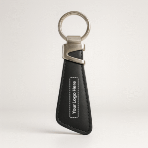 Executive Black Leather Keychain