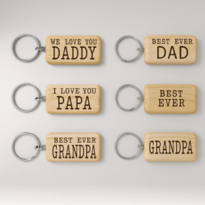 “Best Ever Dad” Wooden Keychain Set