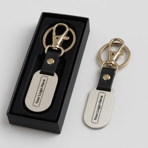 Stainless Steel & Leather Custom Keychain